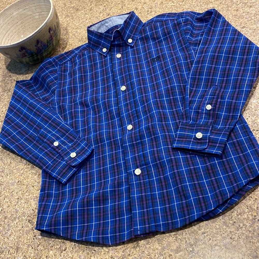 Chaps Long Sleeve Button Down Blue Shirt XS 6/7